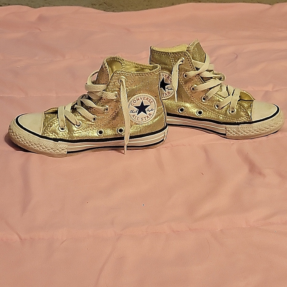 Gold hightop converse